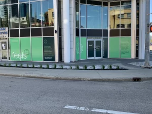 Opening Soon Perfroated Window Graphics. This is part of SignKore's Window/Vinyl Lettering collection, featuring window lettering, vinyl lettering, window graphics, storefront window signs, glass decals.