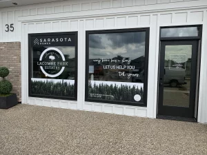 Showhome Window Graphics Decals. This is part of SignKore's Window/Vinyl Lettering collection, featuring window lettering, vinyl lettering, window graphics, storefront window signs, glass decals.