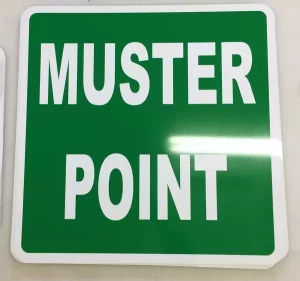 aluminum muster point sign