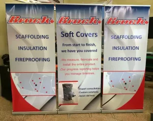 This image shows banner stand trade show.
