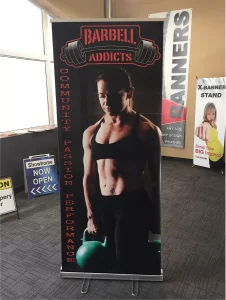 This image shows fitness banner stand.