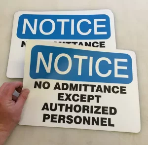 This image shows notice authorized personnel only signs.