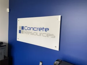 This image shows plexi glass office sign.