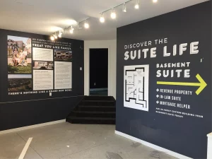 This image shows show home signage.