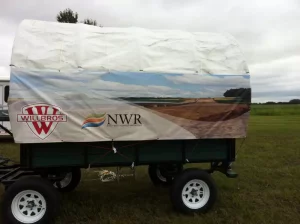 This image shows vinyl banner printed for wagon.