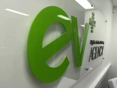 3D Acrylic Letters On Plexi Glass Office Sign This image shows 3d acrylic letters on plexi glass office sign.