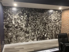 Home Theatre Wall Mural Oilers Fans This image shows home theatre wall mural oilers fans.