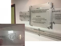 Plexi Glass Office Reception Sign This image shows plexi glass office reception sign.