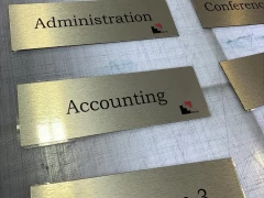 Brushed Aluminum Office Door Signs This image shows brushed aluminum office door signs.