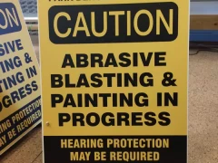 Caution Blasting Sandwich Board Sign This image shows caution blasting sandwich board sign.