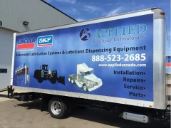 Cube Truck Full Wrap Over Rivets This image shows cube truck full wrap over rivets.