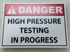 Danger High Pressure Testing Signs This image shows danger high pressure testing signs.