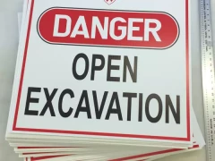 Danger Open Excavation Signs This image shows danger open excavation signs.