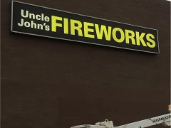 Illuminated Sign Bucket Truck This image shows illuminated sign bucket truck.