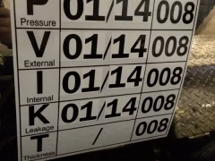 Inspection Date Decals This image shows inspection date decals.