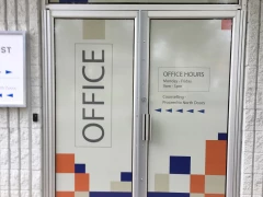 Perforated Window Door Prints Vinyl This image shows perforated window door prints vinyl.