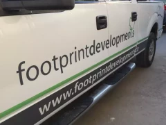 Pick Up Truck Vinyl Lettering Pick Up Truck Vinyl Lettering. This is part of SignKore's Window/Vinyl Lettering collection, featuring window lettering, vinyl lettering, window graphics, storefront window signs, glass decals.