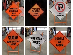 Reflective Diamond Grade Safety Construction Signs This image shows reflective diamond grade safety construction signs.