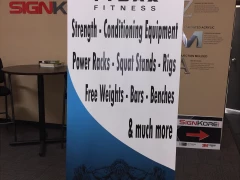 Retractable Banner Stand For Fitness Sign This image shows retractable banner stand for fitness sign.