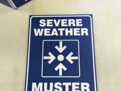 Serve Weather Muster Point Signs This image shows serve weather muster point signs.