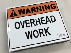 Warning Overhead Work Signs This image shows warning overhead work signs.